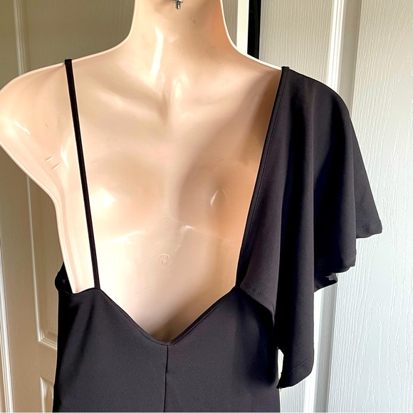 🌸3 for $30 ZARA  Black Dress Midi sleeveless V neckline Size S spaghetti  ru… - Picture 11 of 16